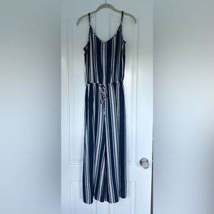 Show Me Your MuMu Navy and White Striped Jumpsuit